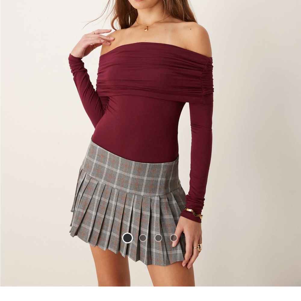 Miss Selfridge ASOS off-Shoulder Burgundy Bodysuit